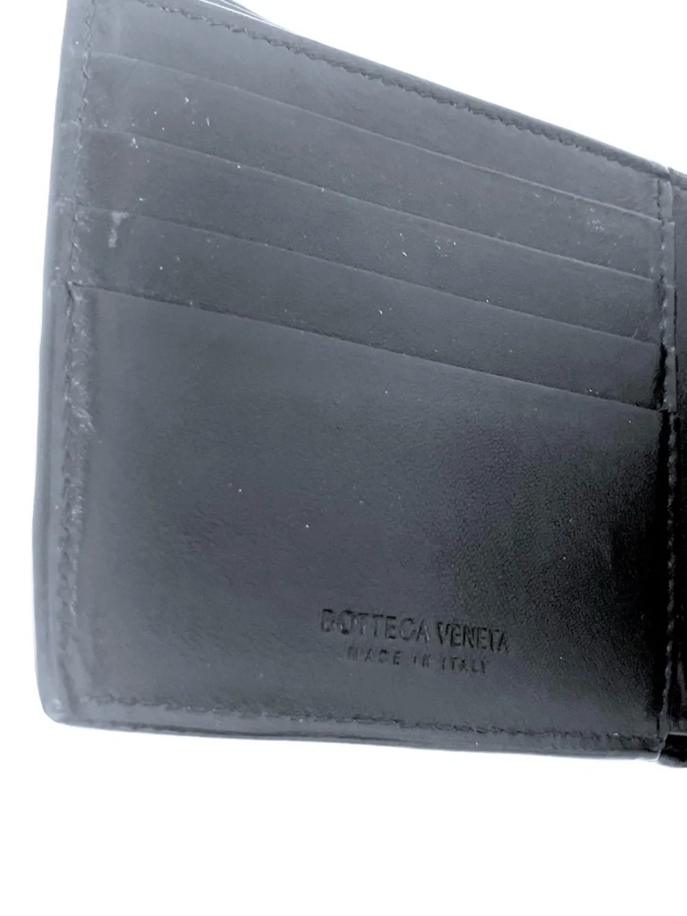 Bottega Veneta Black Intrecciato Woven Leather Bifold Wallet